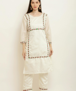 Mustard Embroidered Kurti Set